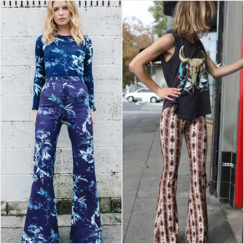 Novella Royale Navy & Light Blue Floral Bootcut Pants